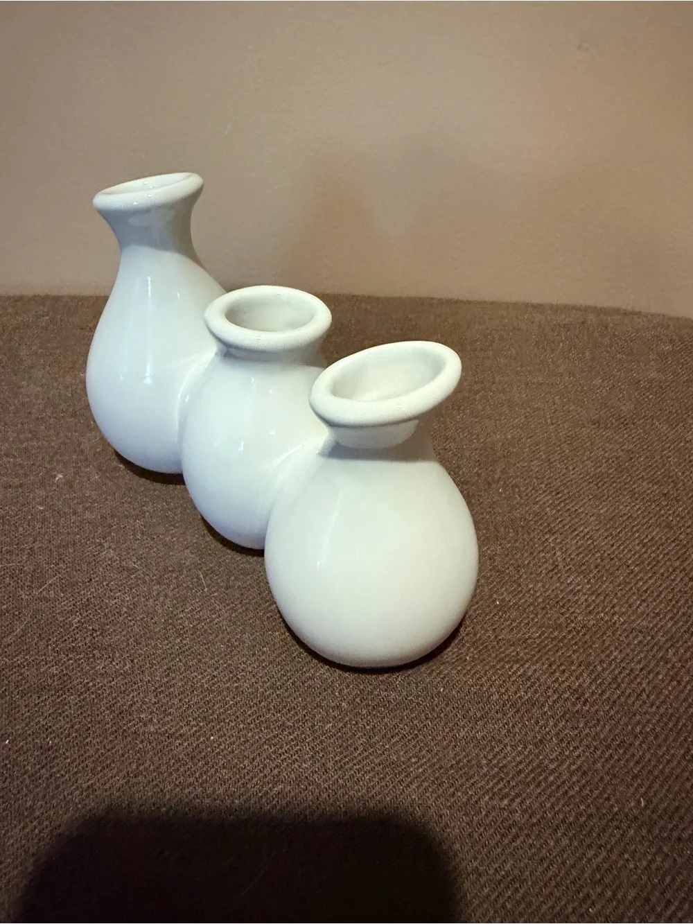 White Triple Bud Vase - Contemporary Ceramic Home Accent